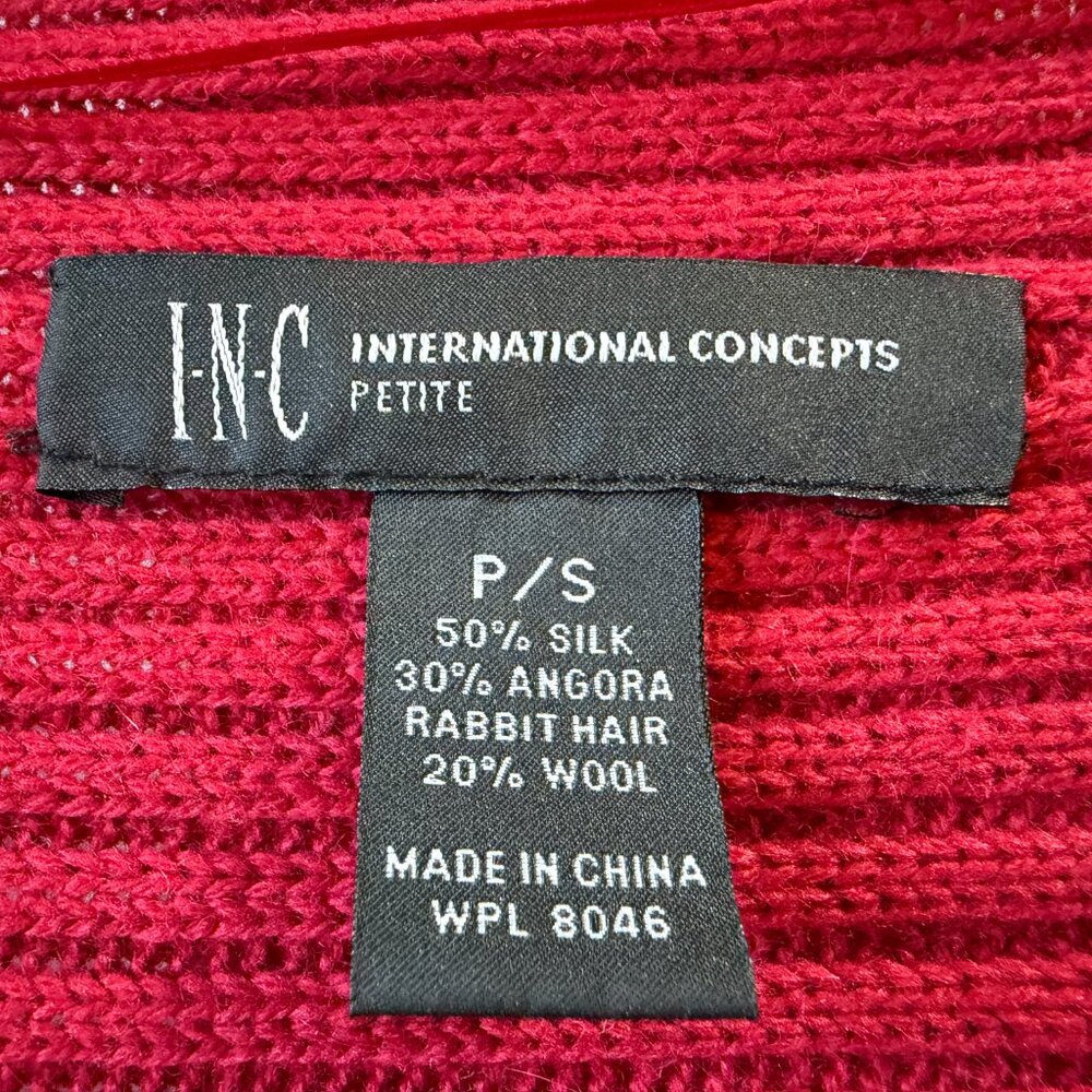 INC Red Ribbed Open-front Cardigan- P/S - Picture 6 of 6
